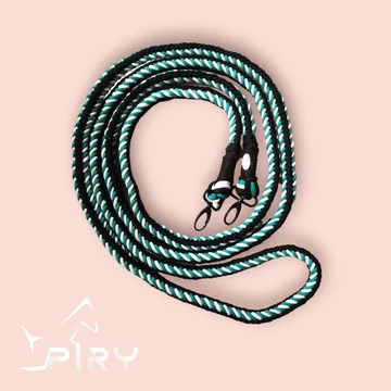 Fekete-szürke-türkiz kerek fonott kantár szár