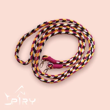 Lila-fekete-szürke-sárga kerek fonott kantár szár