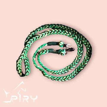 Zöld-sárga-fekete lapos fonott kantár szár